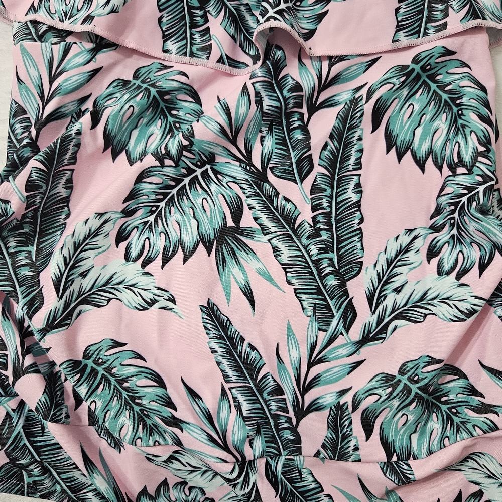 NWT maternity pink tropical one-piece swimsuit adjustable removable straps Lg - Picture 9 of 10